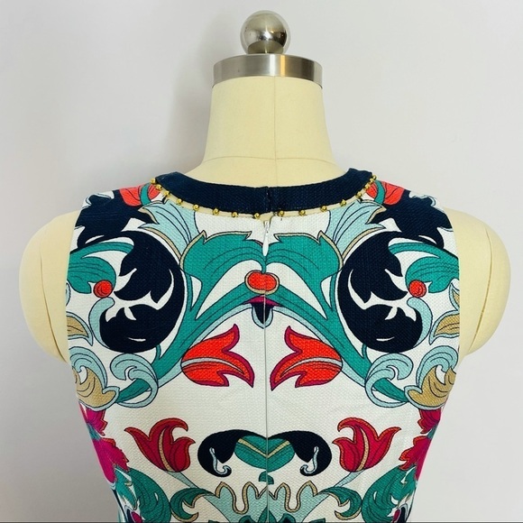 Laundry by Shelli Segal Printed Beaded Neck Dress- Size 6 - Picture 7 of 9